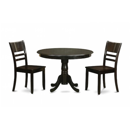 East West Furniture 3 Piece Small Kitchen Table and Chairs Set-Kitchen Table and 2 Kitchen Chairs HLLY3-CAP-W